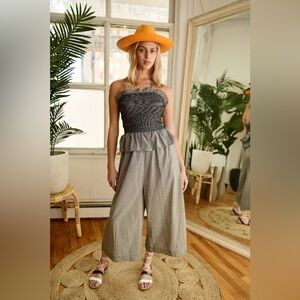 NWT ANAAK Mariaelena Halter Gingham Jumpsuit